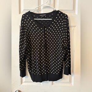 Cable & Gauge Black and Cream Polka Dot Cardigan